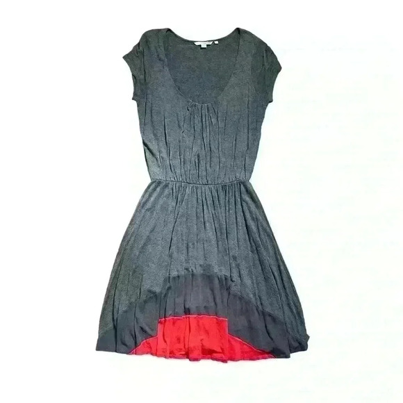 Boden Napoli Gray Short Sleeve Scoop Neck Elastic Waist Dress Sz 12R - Picture 1 of 8